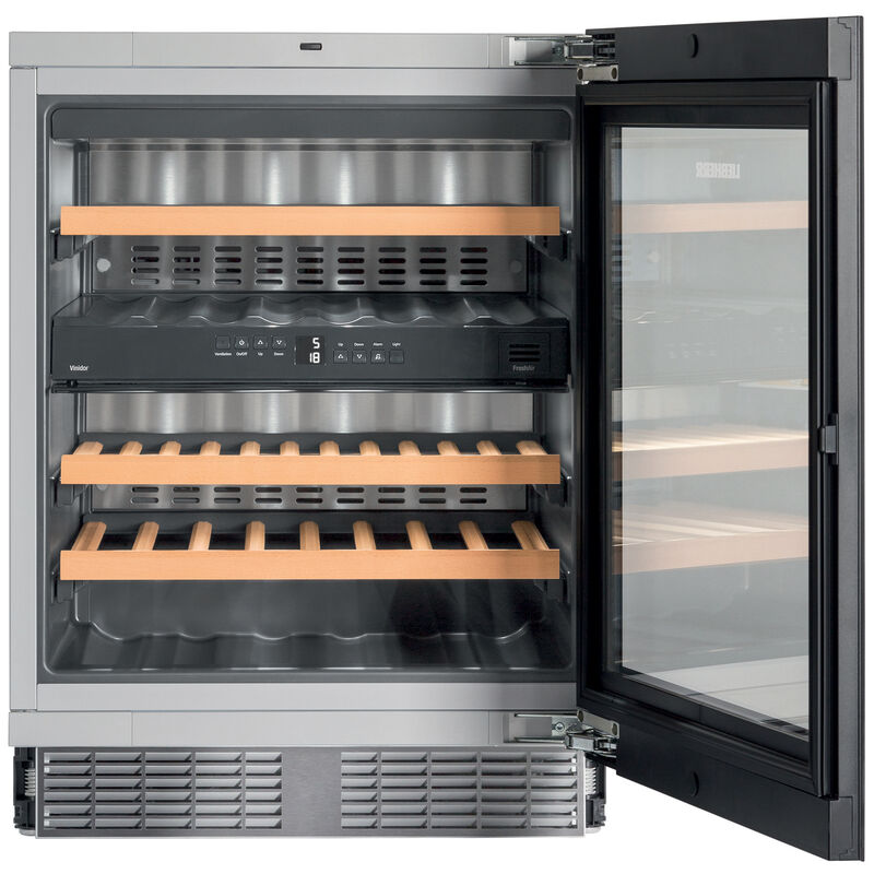Liebherr 24 in. Undercounter Wine Cabinet with Wood Racks, Dual Temperature Zones & 34 Bottle Capacity - Black, , hires
