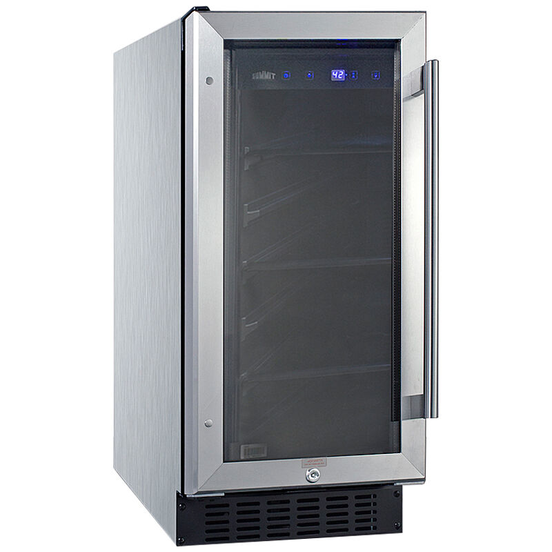 Summit 15 in. 2.3 cu. ft. Built-In/Freestanding Beverage Center with Adjustable Shelves & Digital Control Left Hinged - Stainless Steel, , hires