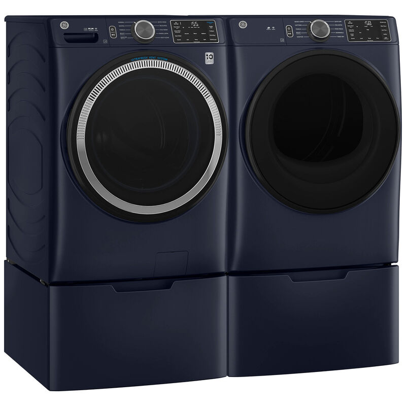 GE 28 in. 7.8 cu. ft. Smart Stackable Gas Dryer with Sanitize Cycle & Sensor Dry - Sapphire Blue, Sapphire Blue, hires