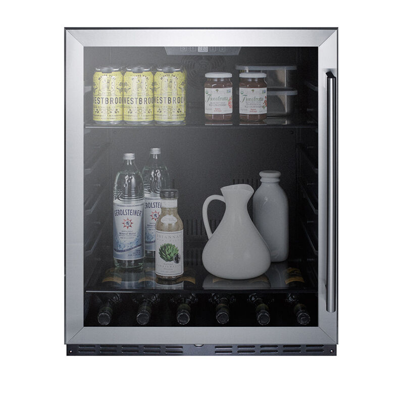 Summit Commercial 24 in. Built-In/Freestanding 5.0 cu. ft. Compact Beverage Center With Adjustable Shelves & Digital Control - Stainless Steel, , hires