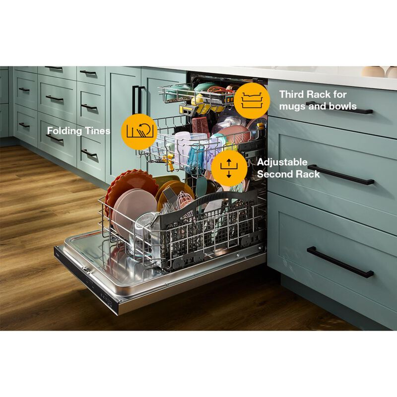 Whirlpool 24 in. Top Control Dishwasher with 47 dBA Sound Level, 3rd Rack & Auto Open Air Dry - Fingerprint Resistant Stainless Steel, , hires