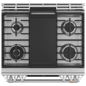 Cafe 30 in. 5.6 cu. ft. Smart Oven Slide-In Gas Range with Air Fry, Convection, 6 Sealed Burners & Griddle - Stainless Steel, Stainless Steel, hires