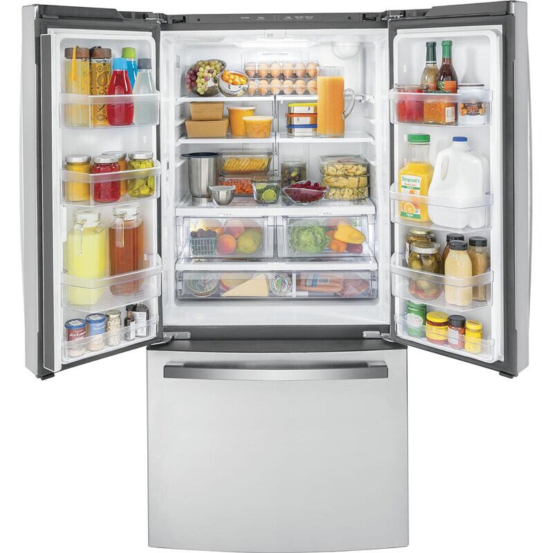 GE 33 in. 18.6 cu. ft. Counter Depth French Door Refrigerator with Internal Water Dispenser - Fingerprint Resistant Stainless, Fingerprint Resistant Stainless, hires
