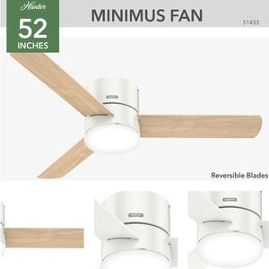 Hunter 52" Minimus Low Profile Ceiling Fan with LED Light Kit and Handheld Remote - Fresh White, White, hires