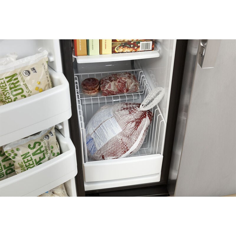 GE 36 in. 25.3 cu. ft. Side by Side Refrigerator with Ice & Water Dispenser - Fingerprint Resistant Slate, Slate, hires