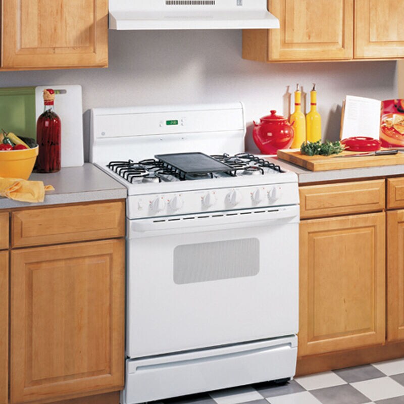 GE 30 in. Ductless Standard Style Range Hood with 2 Fan Speeds & 1 Incandescent Light - White on White, White on White, hires