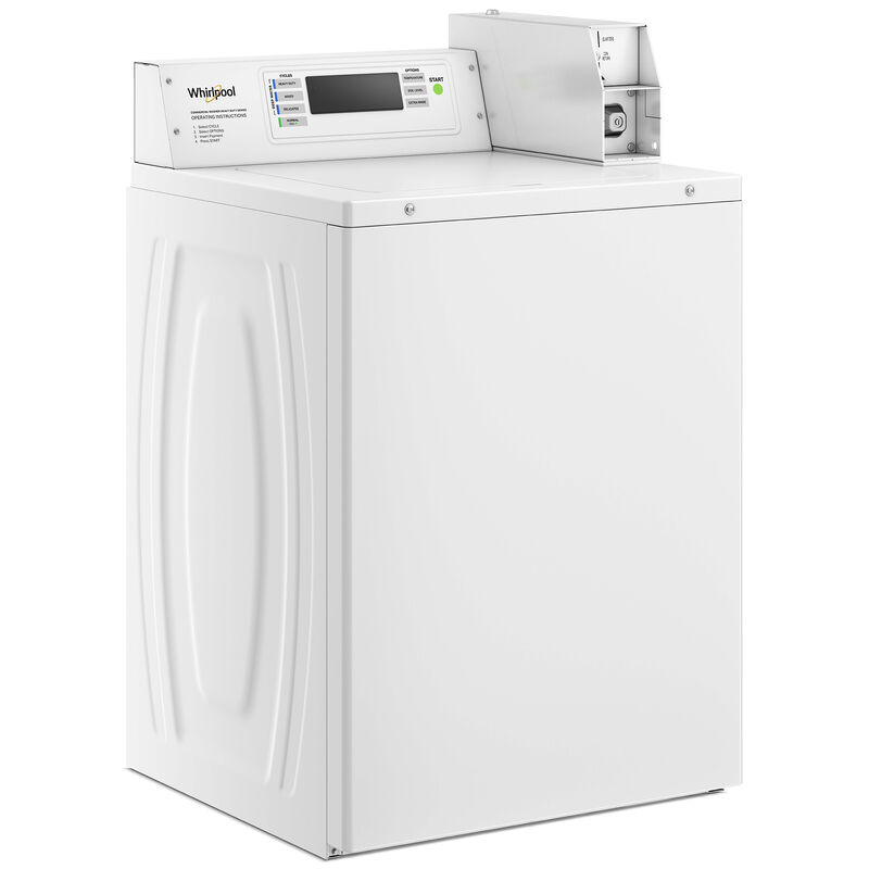 Whirlpool 27 in. 3.3 cu. ft. Smart Commercial Top Load Washer with Agitator, Factory-Installed Coin Drop & Coin Box - White, , hires
