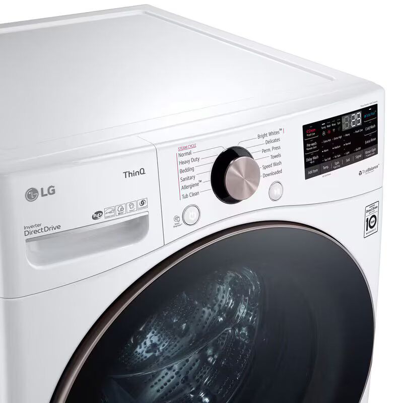 LG 27 in. 4.5 cu. ft. Smart Stackable Front Load Washer with TurboWash 360, Sanitize & Steam Wash Cycle - White, White, hires