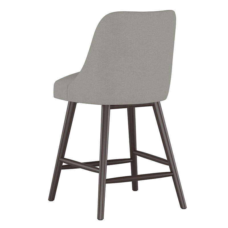 Skyline Furniture Modern Mid Century Counter Stool in Linen Fabric - Grey, Grey, hires