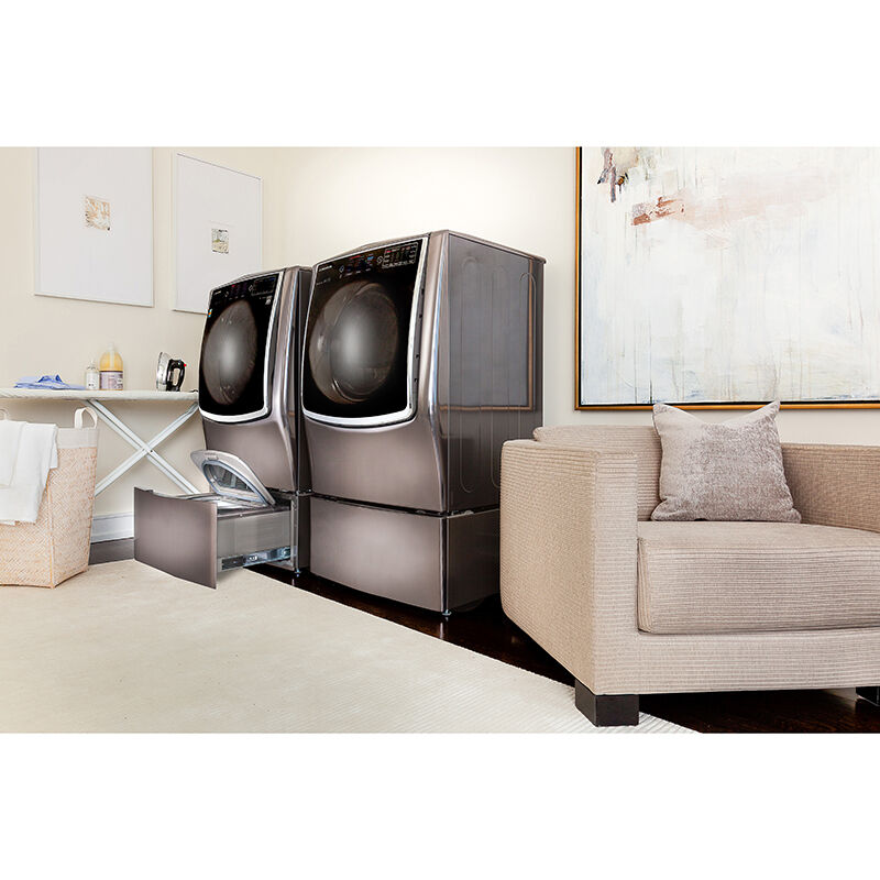 LG Signature 29" 1.0 Cu. Ft. TWINWash Compatible Pedestal Washer - Black StainlessSteel, , hires