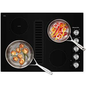 KitchenAid 30 in. Electric Downdraft Cooktop with 4 Radiant Burners - Black, , hires