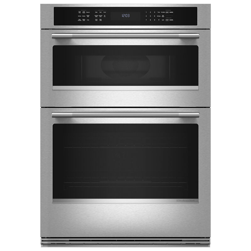 KitchenAid 30 in. 6.4 cu. ft. Electric Microwave/Wall Oven Combo with True European Convection & Sensor Cooking - Stainless Steel with PrintShield Finish, , hires
