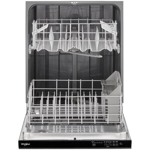 Whirlpool 24 in. Built-In Dishwasher with Top Control, 55 dBA Sound Level, 12 Place Settings, 4 Wash Cycles & Sanitize Cycle - Black, Black, hires