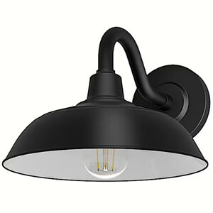 Hunter Mill Valley Rustic Modern Metal Dome Outdoor Small Wall Light - Matte Black, , hires