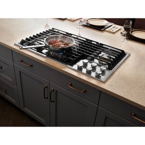 JennAir Euro-Style 36 in. 5-Burner Natural Gas Cooktop with Downdraft, Simmer Burner & Power Burner - Stainless Steel, , hires