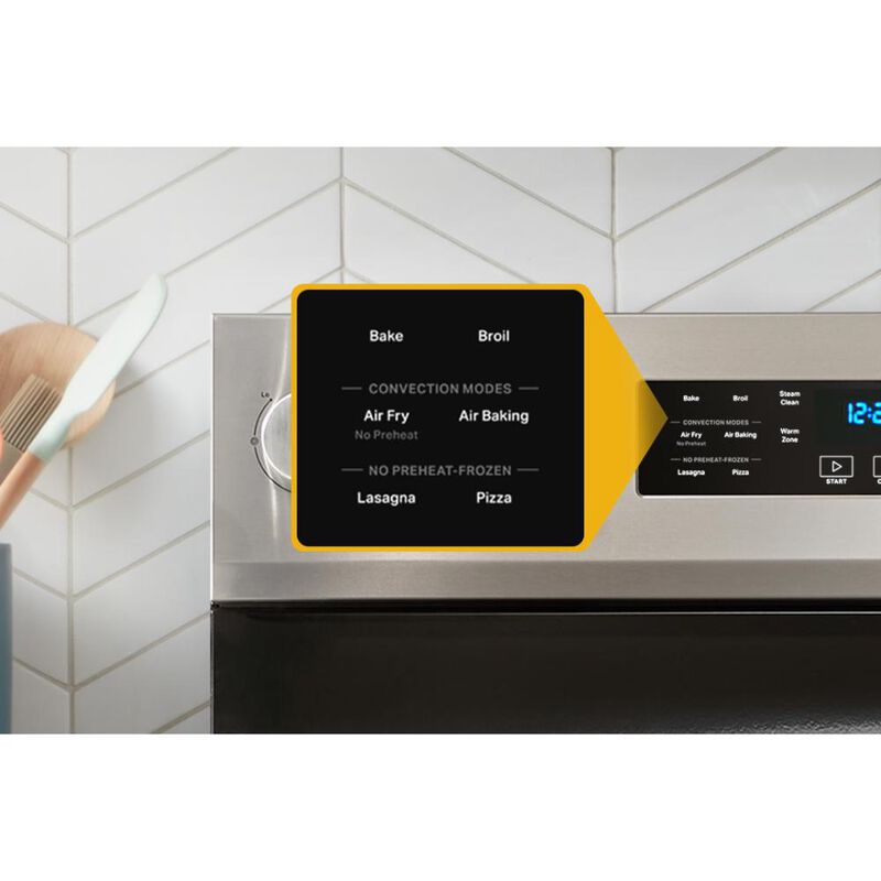 Whirlpool 30 in. 5.3 cu. ft. Air-Fry Standard Convection Electric Range with Radiant Burners - Stainless Steel, , hires