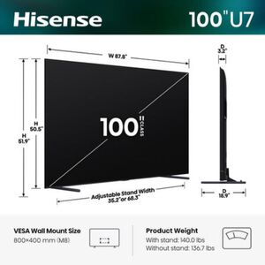 Hisense - 100" Class U7 Series ULED Mini-LED 4K UHD Smart Google TV, , hires