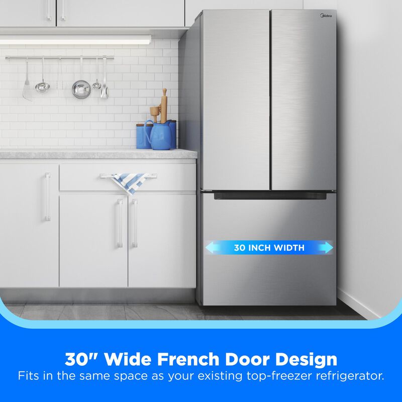 Midea 30 in. 18.4 cu. ft. French Door Refrigerator - Stainless Steel, , hires
