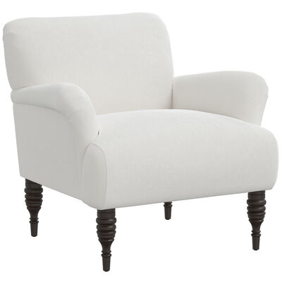Skyline Furniture English Roll Arm Chair in Velvet Fabric - Snow | 9505TTNSNW