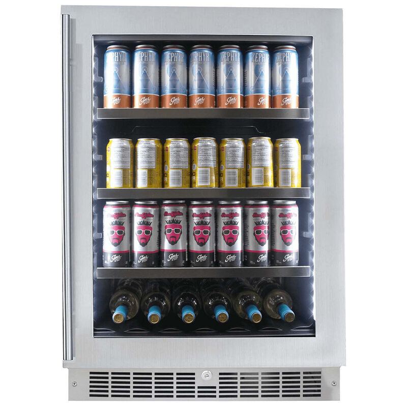Danby Silhouette Series 24 in. Built-In/Freestanding 5.6 cu. ft. Compact Beverage Center with Adjustable Shelves & Digital Control - Stainless Steel, , hires