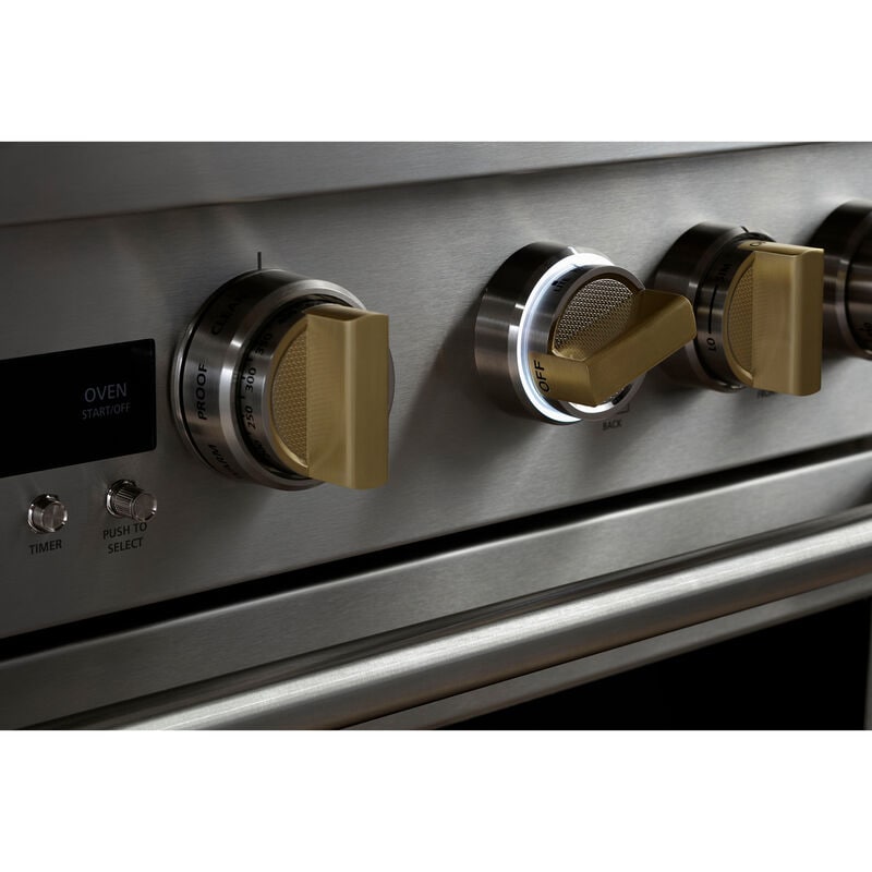 Monogram Statement Series 48 in. 8.2 cu. ft. Smart Air Fry True European Convection Double Oven Dual Fuel Range with 6 Sealed Burners & Griddle - Stainless Steel, , hires