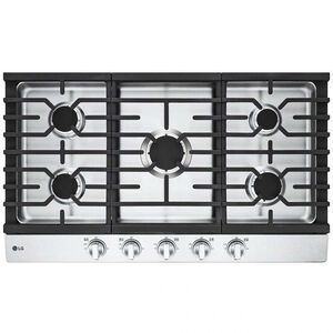 LG 36 in. 5-Burner Natural Gas Cooktop with Simmer Burner & Power Burner - Stainless Steel, Stainless Steel, hires