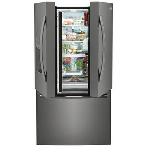 Frigidaire Gallery 36 in. 27.8 cu. ft. French Door Refrigerator with Ice & Water Dispenser - Smudge-Proof Black Stainless Steel, Smudge-Proof Black SS, hires