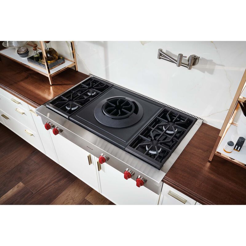 Wolf 48 in. 5-Burner Natural Gas Rangetop with Simmer Burner & Power Burner - Stainless Steel, , hires