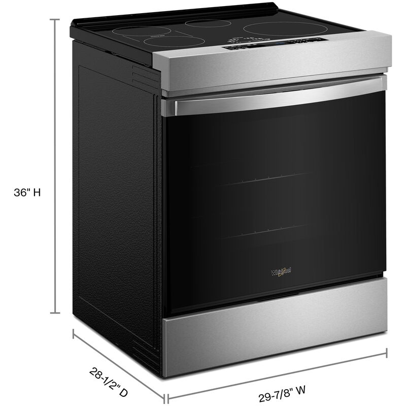 Whirlpool 30 in. 6.4 cu. ft. Air-Fry True European Convection Slide-In Electric Range with 4 Induction Burners - Fingerprint Resistant Stainless Steel, , hires