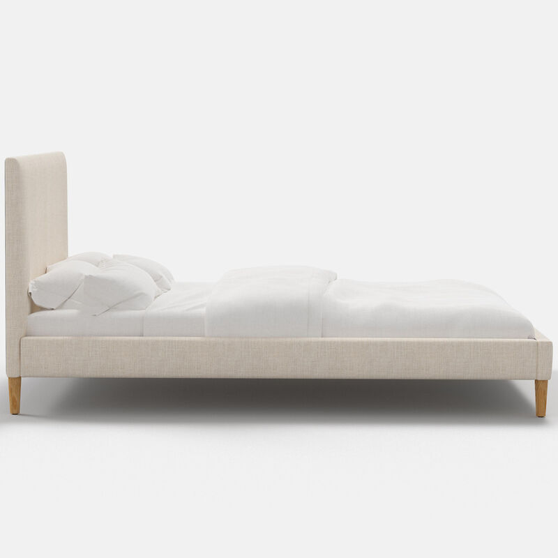 Skyline Furniture Linen Fabric Upholstered Queen Size Platform Bed - Talc, , hires