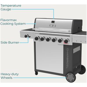 Char-Broil Performance 6-Burners Liquid Propane Gas Grill with Side Burner & Sear Burner - Grey and Stainless Steel, , hires