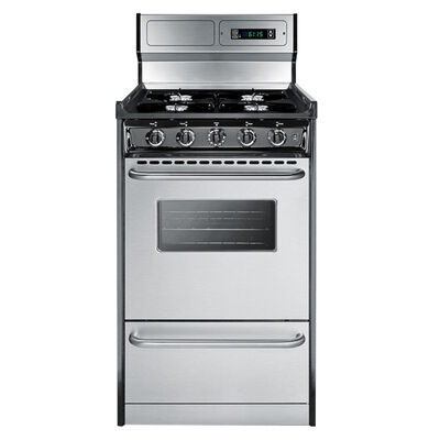 Summit 20 in. 2.5 cu. ft. Oven Freestanding Gas Range with 4 Open Burners - Stainless Steel | TNM1307BKW