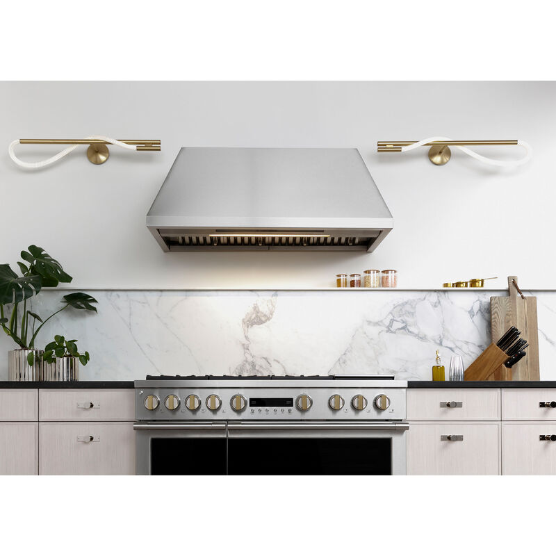 Monogram Statement Series 48 in. 8.2 cu. ft. Smart Air Fry True European Convection Double Oven Dual Fuel Range with 6 Sealed Burners & Griddle - Stainless Steel, , hires