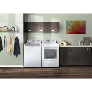 LG 27 in. 7.3 cu. ft. Electric Dryer with Sensor Dry Technology & Transperant Silver Glass Door Trim - White, White, hires