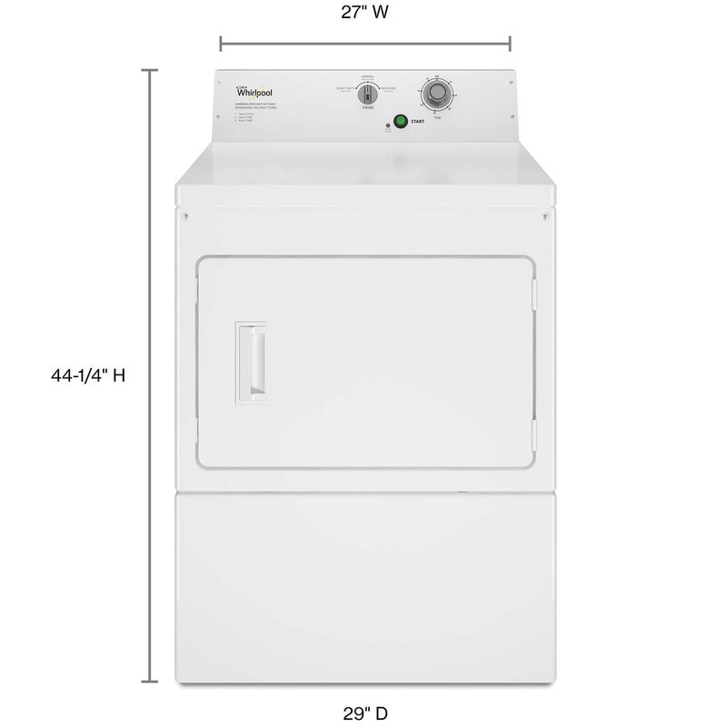 Whirlpool 27 in. 7.4 cu. ft. Non-Coin Commercial Electric Dryer - White, , hires