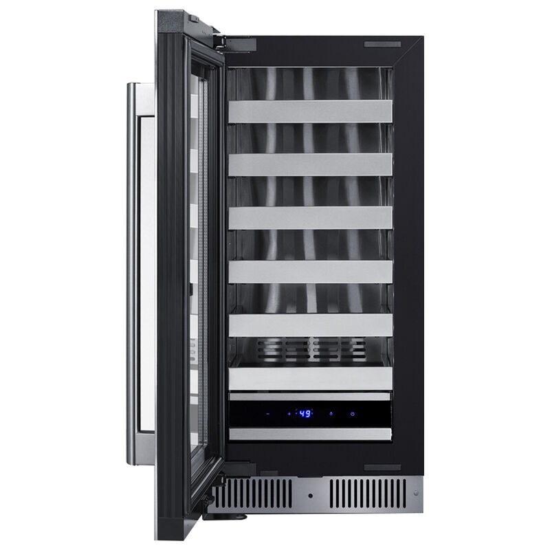 Summit 15 in. Undercounter Wine Cooler with Single Temperature Zone & 18 Bottle Capacity - Stainless Steel, , hires