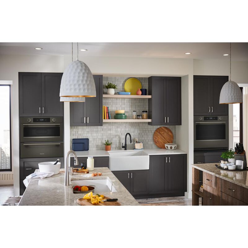 KitchenAid 30 in. 5.0 cu. ft. Smart Steam Electric Single Wall Oven with True European Convection - Black Ore, , hires