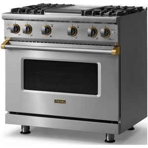 Viking 5 Series 36 in. 5.1 cu. ft. Standard Convection Gas Range with 4 Sealed Burners & Griddle - Stainless Steel, , hires