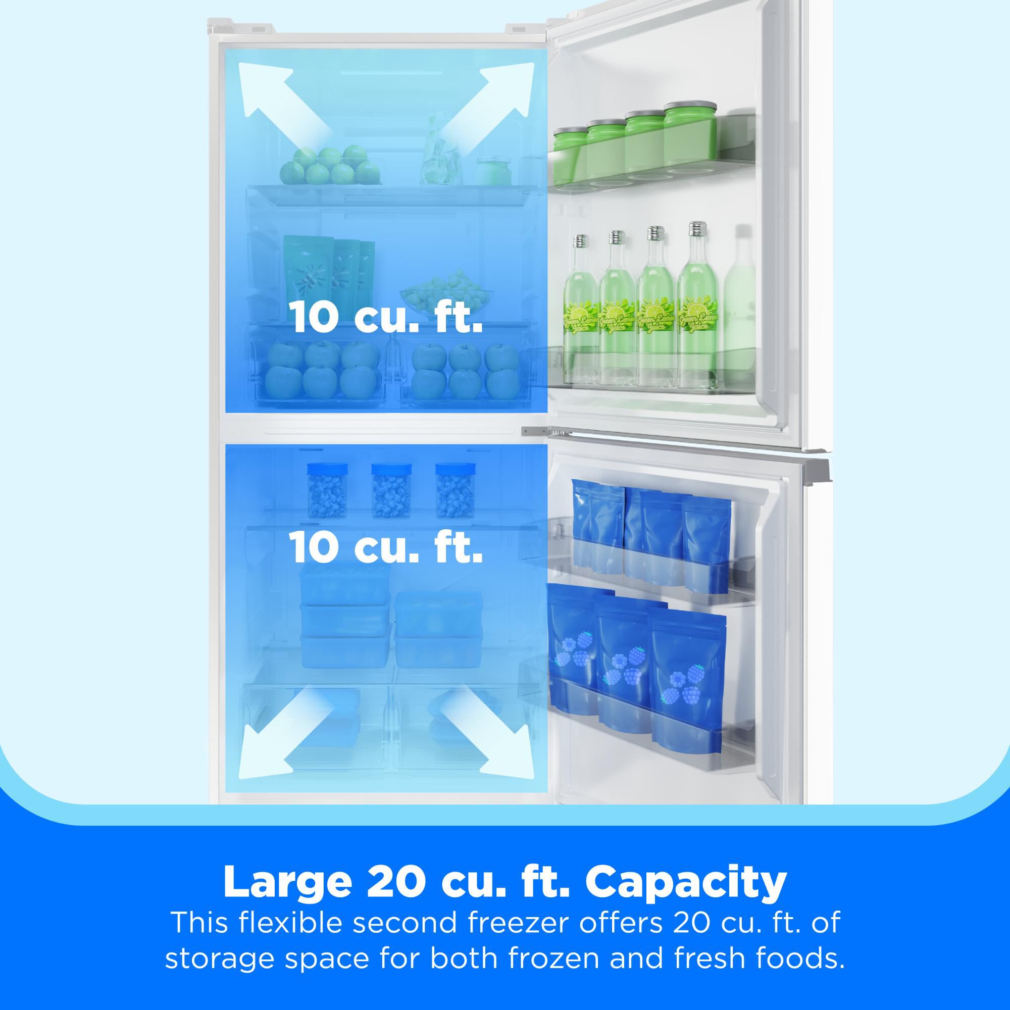 Midea 20 cu. ft. 50/50 Flex 3-Way Convertible Freezer - White