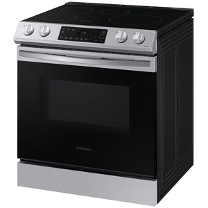 Samsung 30 in. 6.3 cu. ft. Smart Slide-In Electric Range with 4 Induction Burners - Fingerprint Resistant Stainless, Fingerprint Resistant Stainless, hires