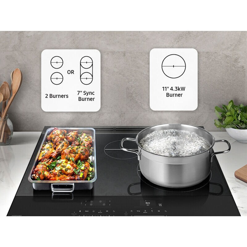 Samsung Bespoke 30 in. 6.3 cu. ft. Smart Air Fry Standard Convection Slide-In Electric Range with 4 Induction Burners - White Glass, , hires