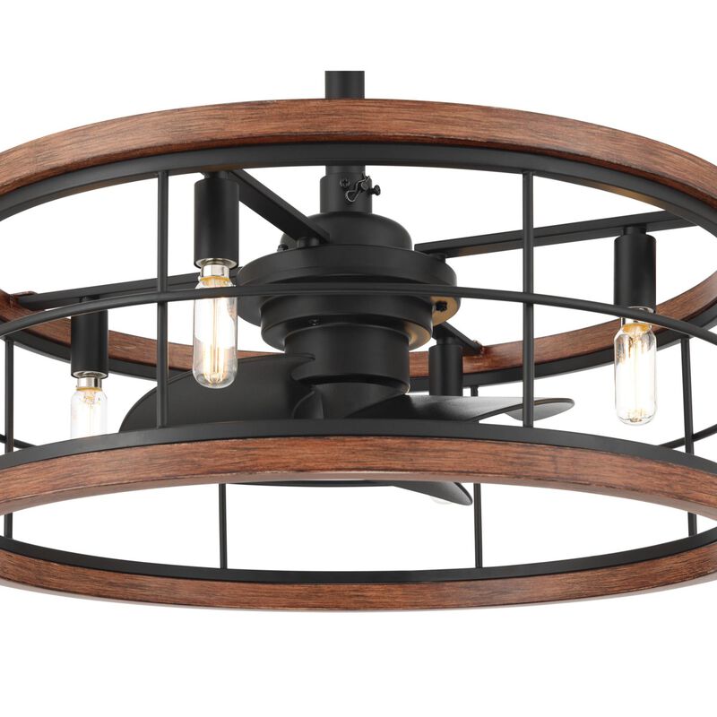 Hunter Bridgette Fandelier 22 in. Ceiling Fan with Light Kit and Handheld Remote - Matte Black/Walnut, , hires