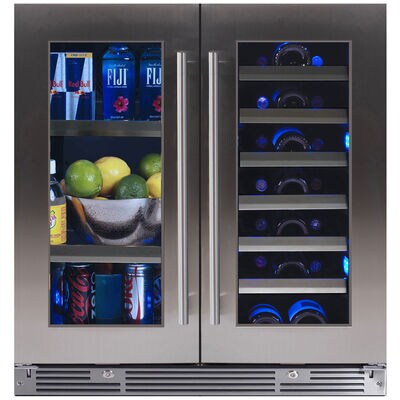 XO 30 in. Built-In/Freestanding Combo Wine & Beverage Center with Dual Zones & Digital Control - Stainless Steel | XOU30BWDDGS