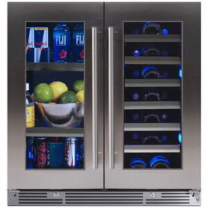 XO 30 in. Built-In/Freestanding Combo Wine & Beverage Center with Dual Zones & Digital Control - Stainless Steel, Stainless Steel, hires
