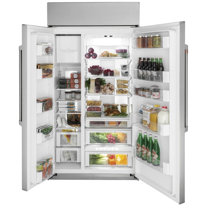 Cafe 48 in. 29.5 cu. ft. Built-In Smart Counter Depth Side by Side Refrigerator with Ice Maker - Stainless Steel, , hires