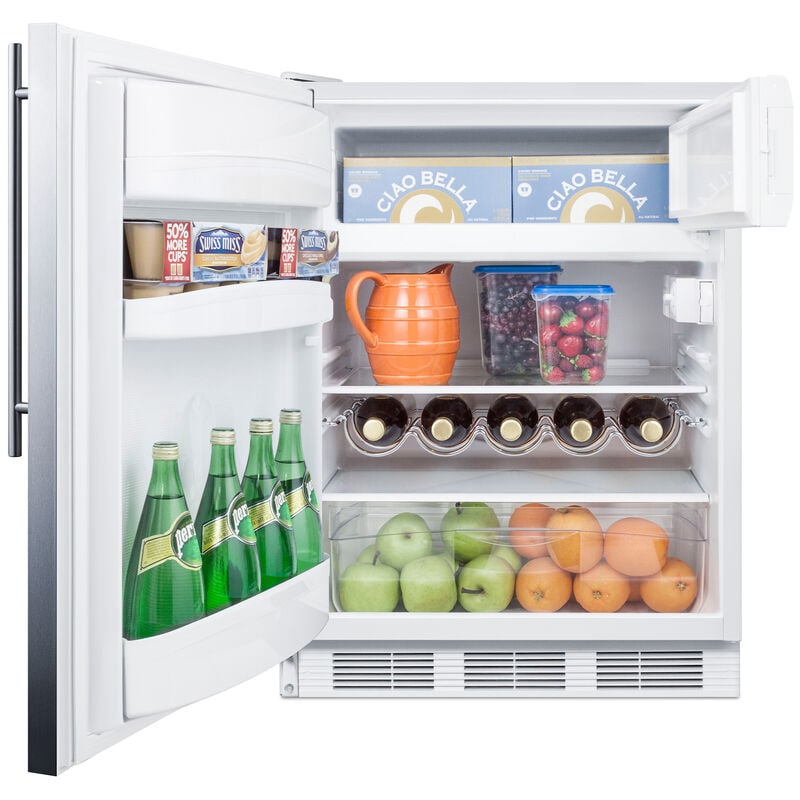 Summit 24 in. 5.1 cu. ft. Left-Hinged Undercounter Refrigerator - Stainless Steel with White Cabinet, , hires