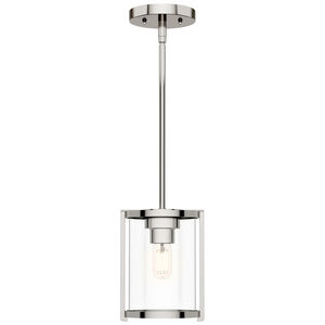 Hunter Astwood 6 in. Mini Pendant with Clear Glass - Polished Nickel, , hires