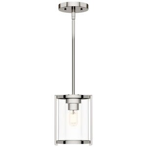 Hunter Astwood 6 in. Mini Pendant with Clear Glass - Polished Nickel, , hires