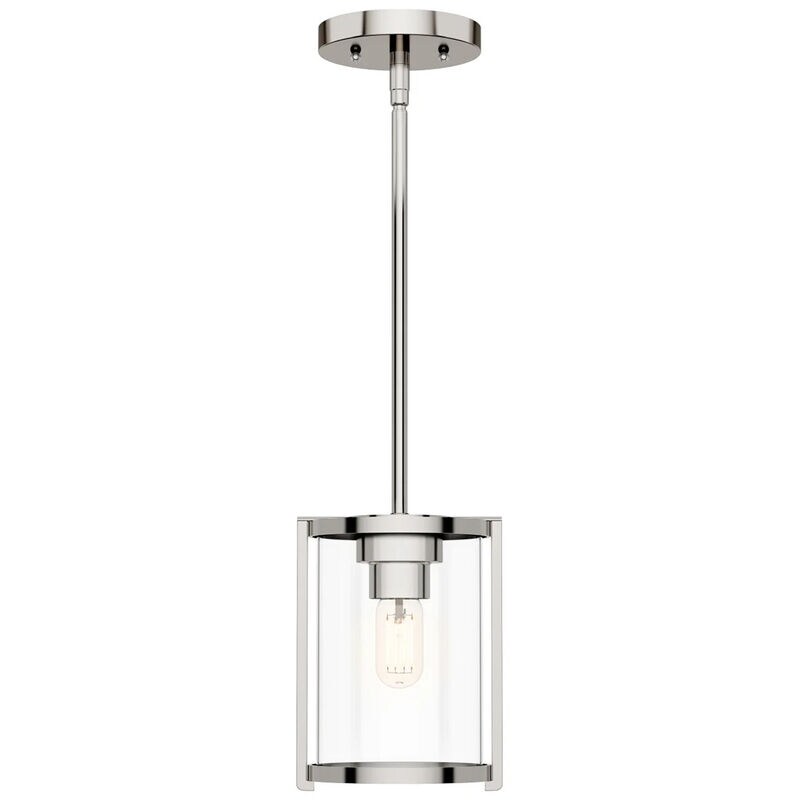 Hunter Astwood 6 in. Mini Pendant with Clear Glass - Polished Nickel, , hires