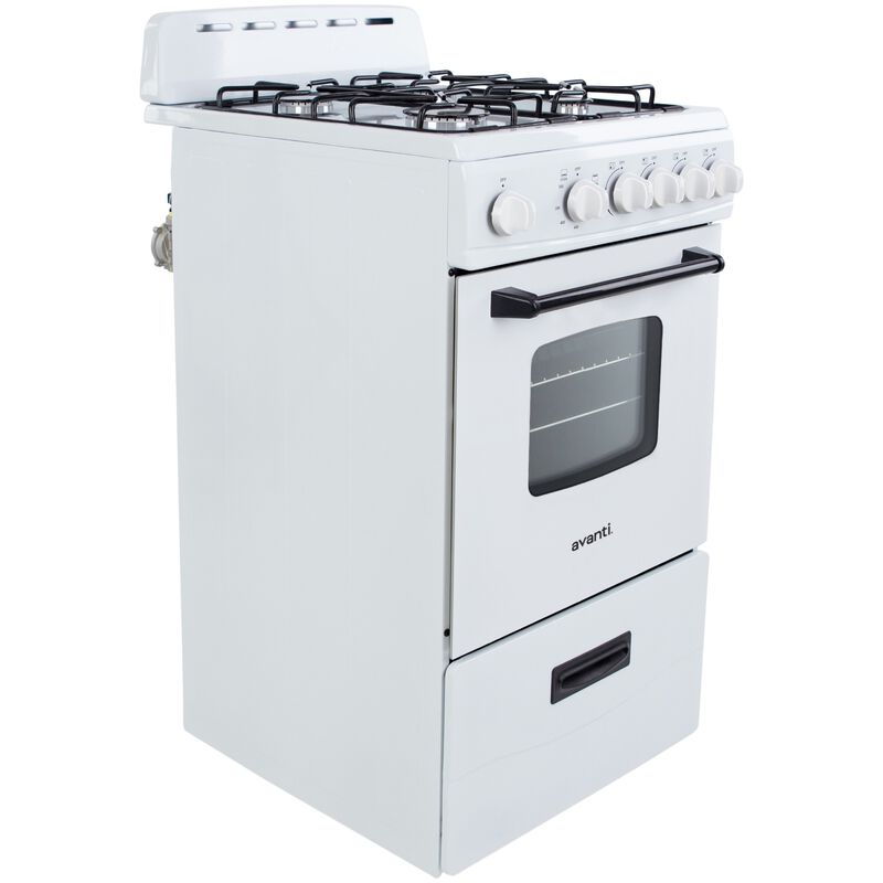 Avanti 20 in. 2.1 cu. ft. Gas Range with 4 Sealed Burners - White, , hires